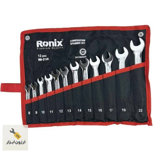 ست ۱۲ عددی آچار یک سر تخت و یک سر رینگ مدل RH‑2158 ساخت هند