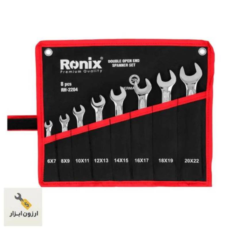 ست ۸ عددی آچار دو سر تخت سایز ۱۳–۲۴ میلی متر مدل RH‑2204 ساخت هند