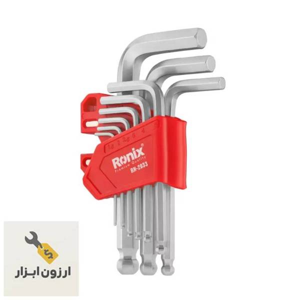 مجموعه آلن شش گوش ۹ عددی کوتاه مگنتی مدل RH-2033 رونیکس