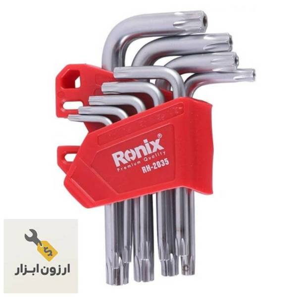 مجموعه آچار آلن ستاره ای ۹ عددی کوتاه مگنتی مدل RH-2035 رونیکس