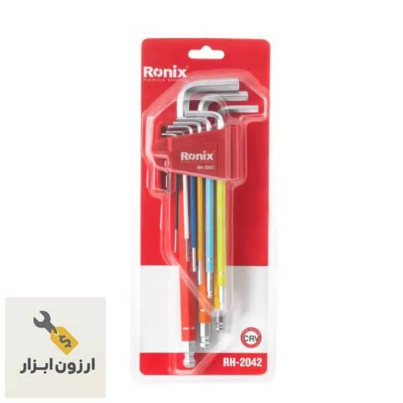 ست آچار آلن شش گوش بلند ۹ عددی مدل RH-2042 رونیکس