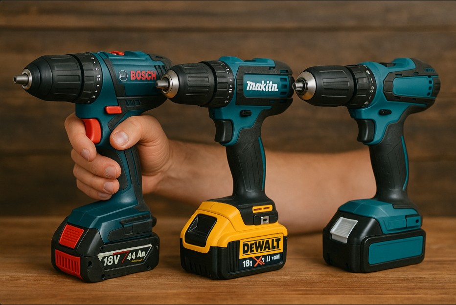 multiple cordless drills from different brands