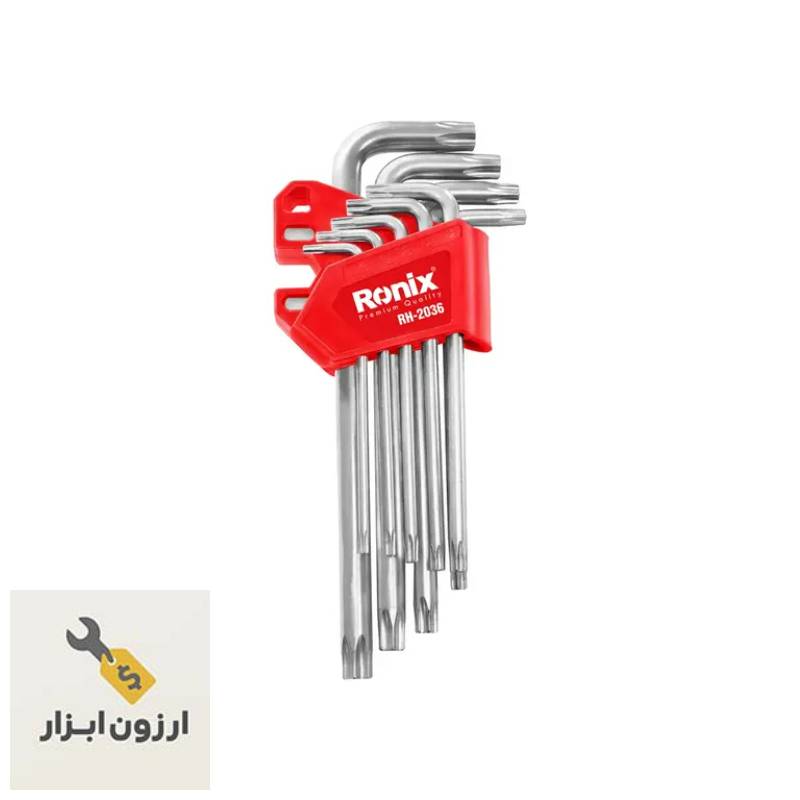 مجموعه آچار آلن ستاره ای ۹ عددی بلند مگنتی مدل RH-2036 رونیکس
