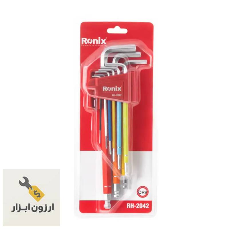 ست آچار آلن شش گوش بلند ۹ عددی مدل RH-2042 رونیکس